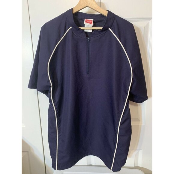 Rawlings 1/4 Zip Men’s Sz M Windbreaker Pullover T Shirt Blue White - Picture 1 of 5